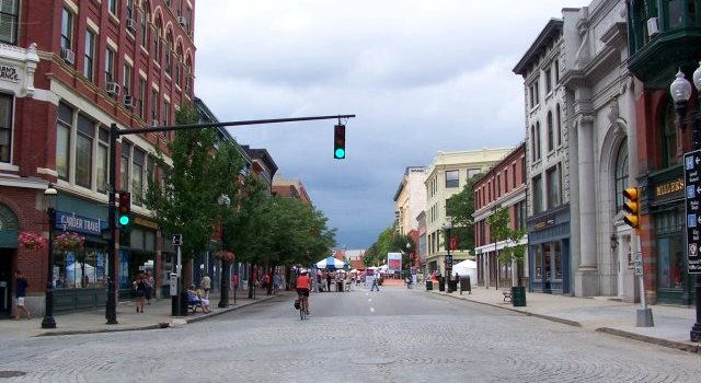 Downtown Lowell at Merrimack Street (Credit: Corey Sciuto)