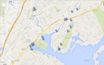 Water sampling locations in Mamaroneck Harbor and along the Mamaroneck River, Beaver Swamp Brook/Guion Creek and Otter Creek.