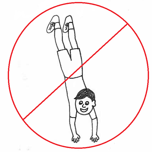 Boy Walking on Hands - with red slash