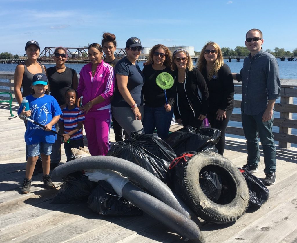 Foam and tires--and the volunteers who got them off the beach--at Seaside Park, Bridgeport