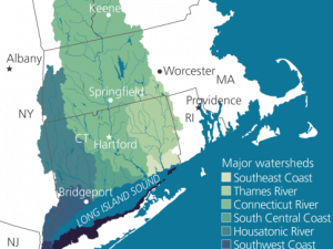 Map showing the southern portion of the LI Sound watershed